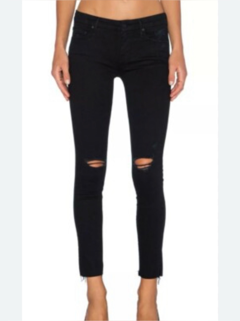 Mother Jeans Looker Ankle Fray in Guilty as Sin Black Size 27